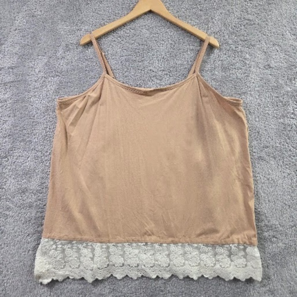 Comfort Choice Plus Size 30/32 Lace Trim Hem Camisole Nude Adjustable Straps